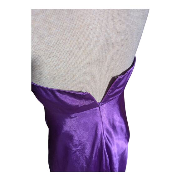 Vtg Y2K Morgan & Co Royal Purple Satin Bead Embellished Halter Prom Dress Sz 3 4 - Picture 5 of 6